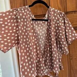 Abercrombie & Fitch Polka Dot Wrap Top - Mauve
